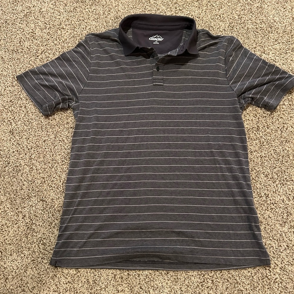 Men's Striped Polo Shirt - Gray